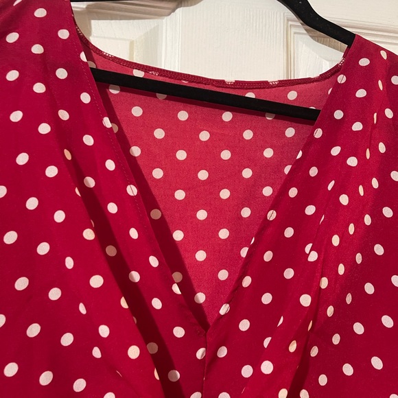 Plus Knot Front Polka Dot Blouse Size 2XL - Picture 8 of 11